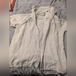 Margaritaville Stone Silk Linen Short Sleeve Shirt Size L